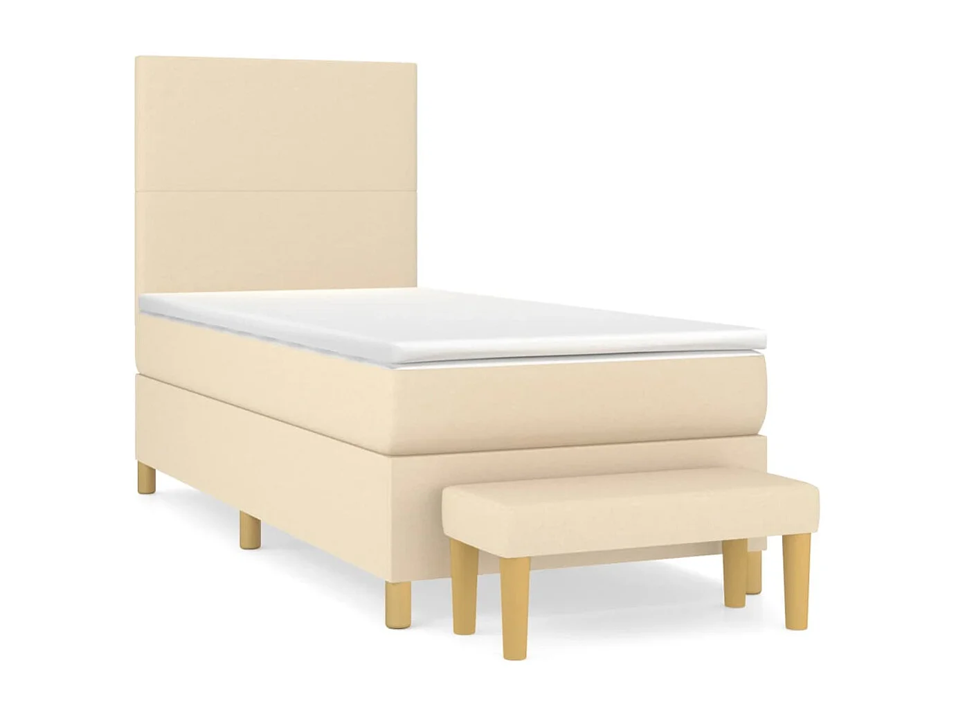 Ensemble complet boxspring + matelas + Banc Crème 80x200 cm Tissu FR24435