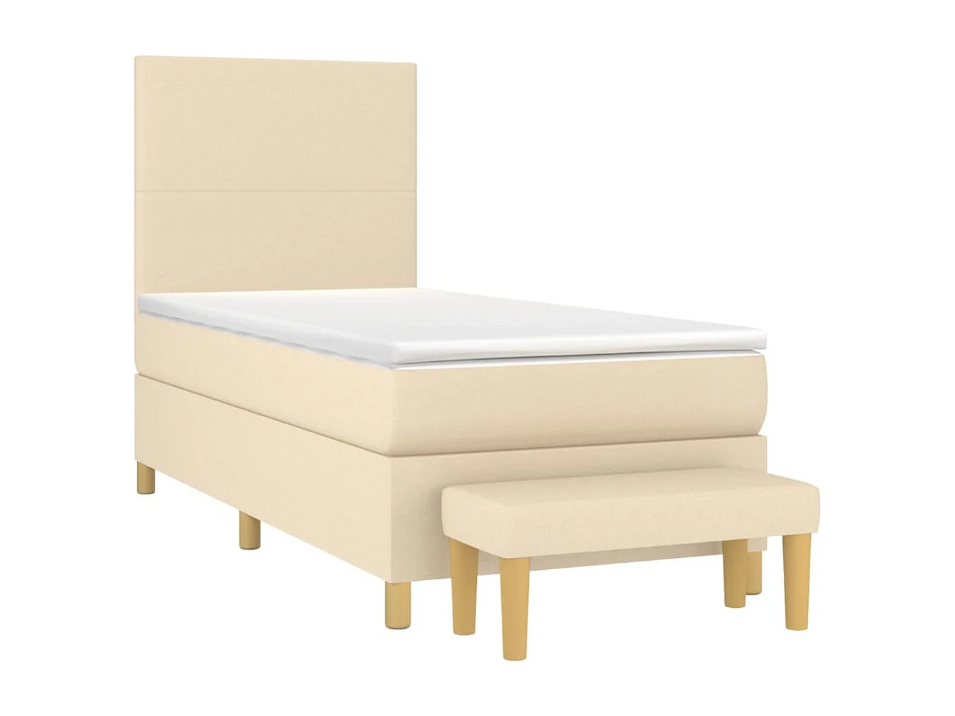 Ensemble complet boxspring + matelas + Banc Crème 80x200 cm Tissu FR24435