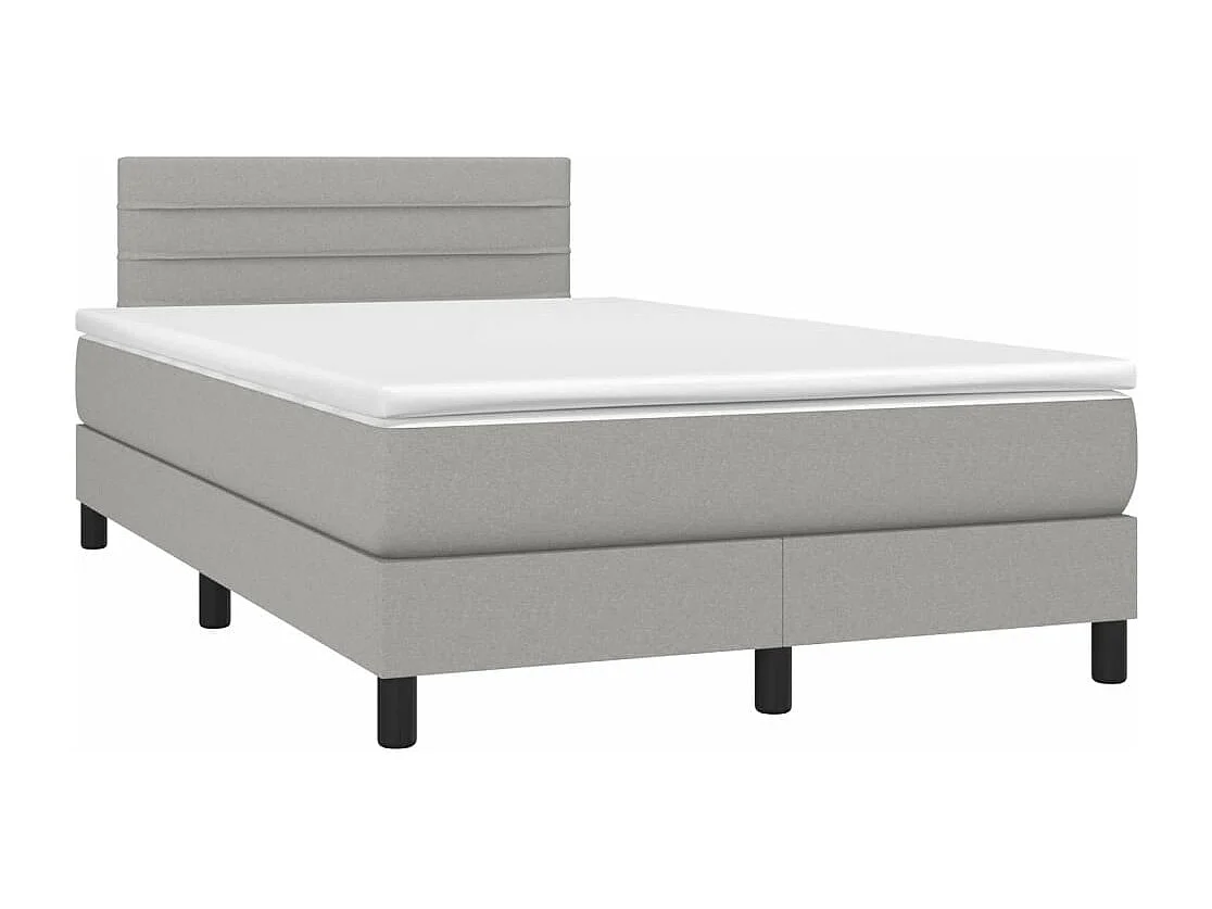 Ensemble complet boxspring + matelas gris clair 120x190 cm tissu FR81297