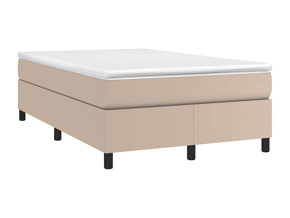 Cama continental boxspring c/ colchão 120x190cm couro artificial cappuccino PT305445