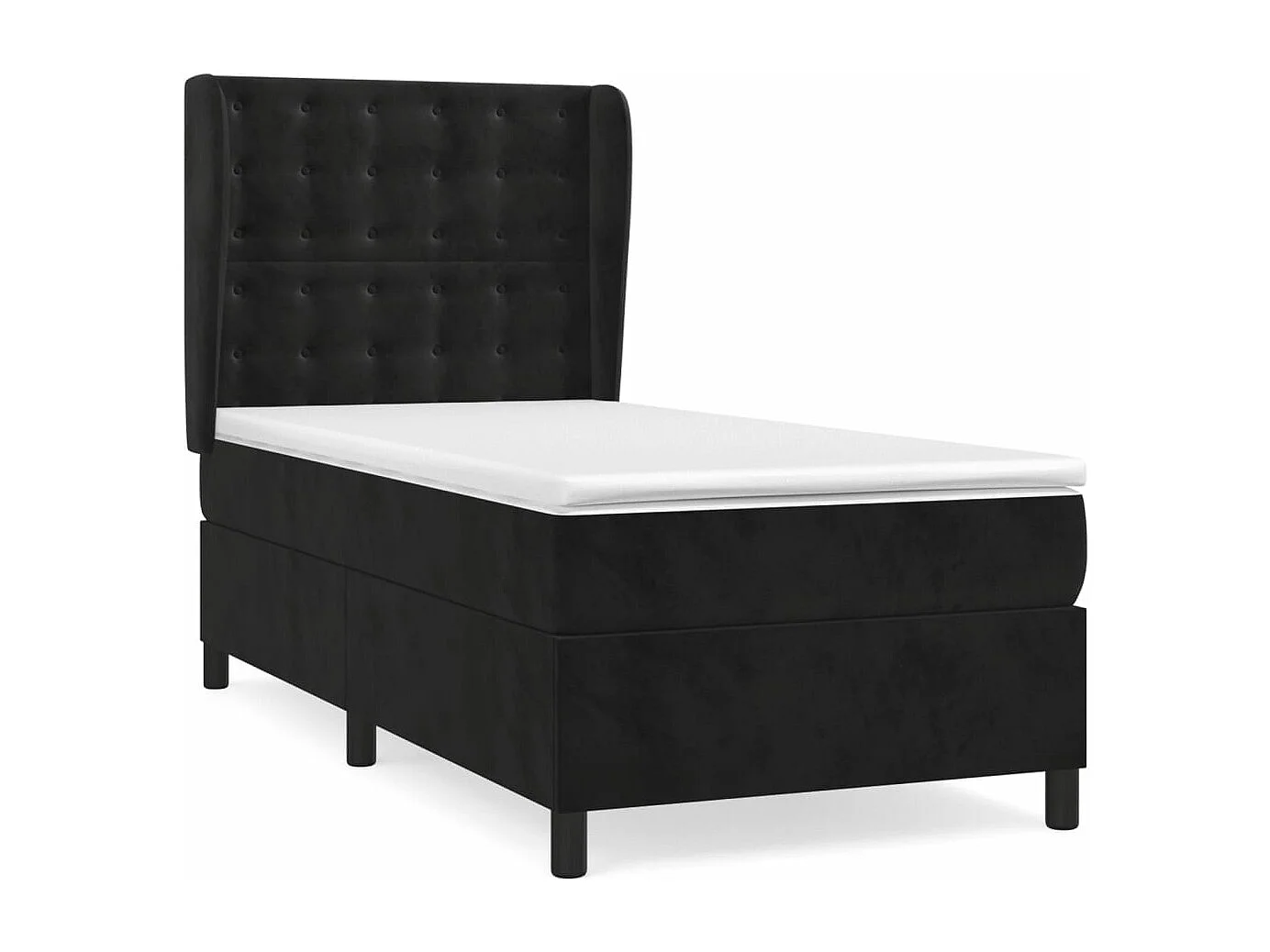 Cama continental com molas+ colchão 90x200 cm veludo preto PT832808