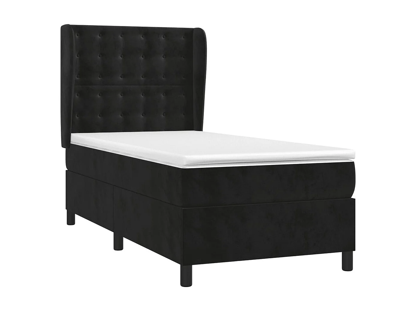 Cama continental com molas+ colchão 90x200 cm veludo preto PT832808