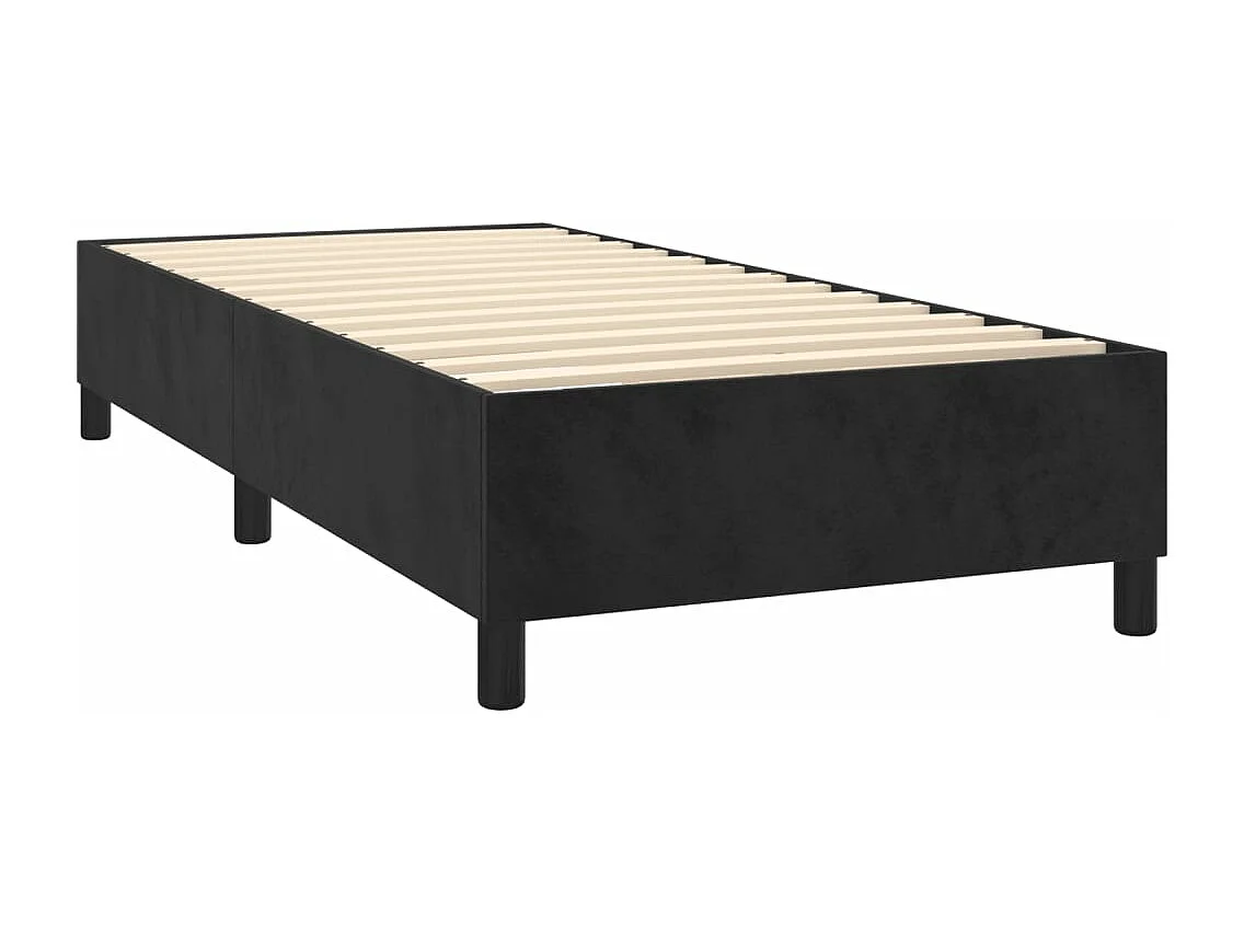 Cama continental com molas+ colchão 90x200 cm veludo preto PT832808