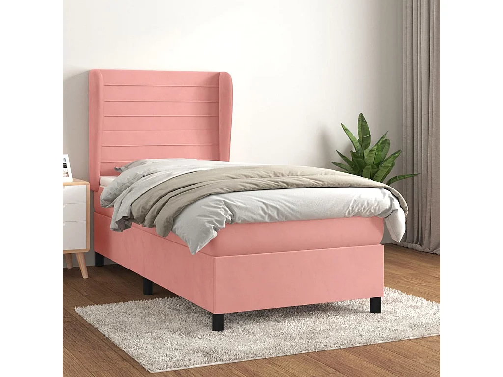 Conjunto Boxspring - 80x200 cm + colchón terciopelo rosa ES102642