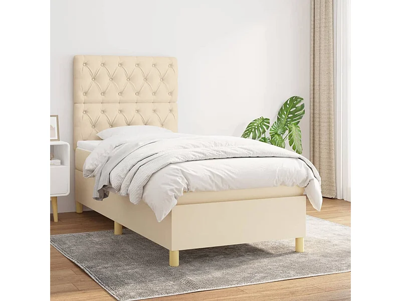 Conjunto Boxspring - 80x200 cm + colchón tela color crema ES223154
