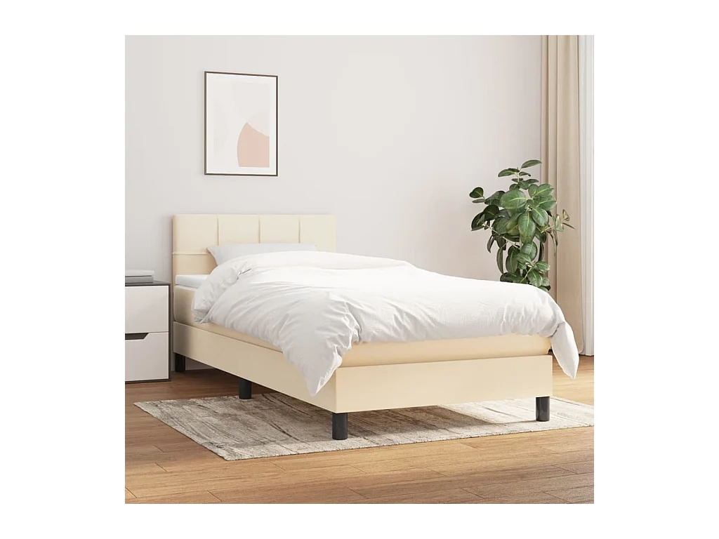 Ensemble complet boxspring + matelas Crème 90x190 cm Tissu FR15921