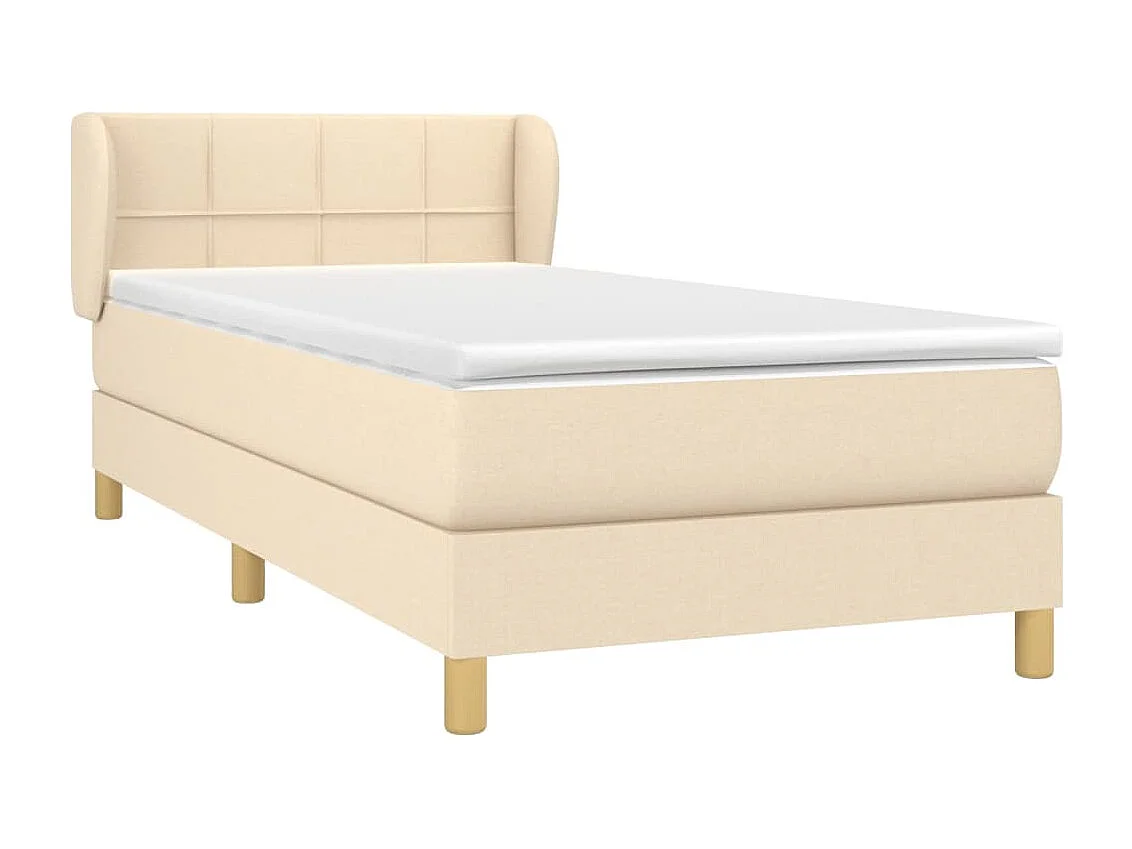 Cama continental com molas+ colchão 90x190 cm tecido cor creme PT650387