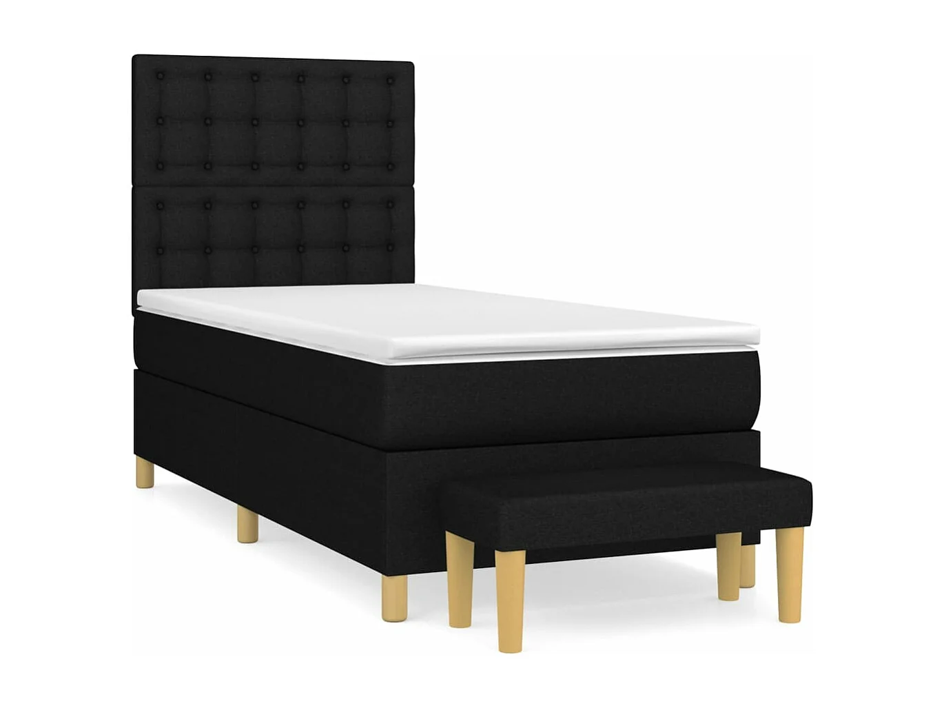 Cama continental com molas+ colchão 90x190 cm tecido preto PT607730