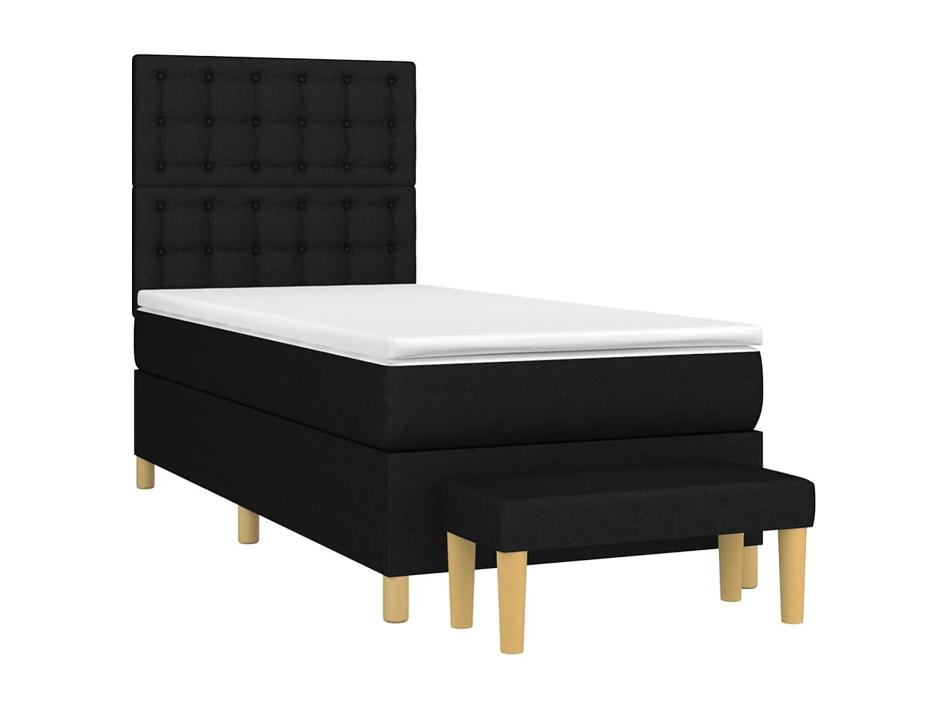 Cama continental com molas+ colchão 90x190 cm tecido preto PT607730