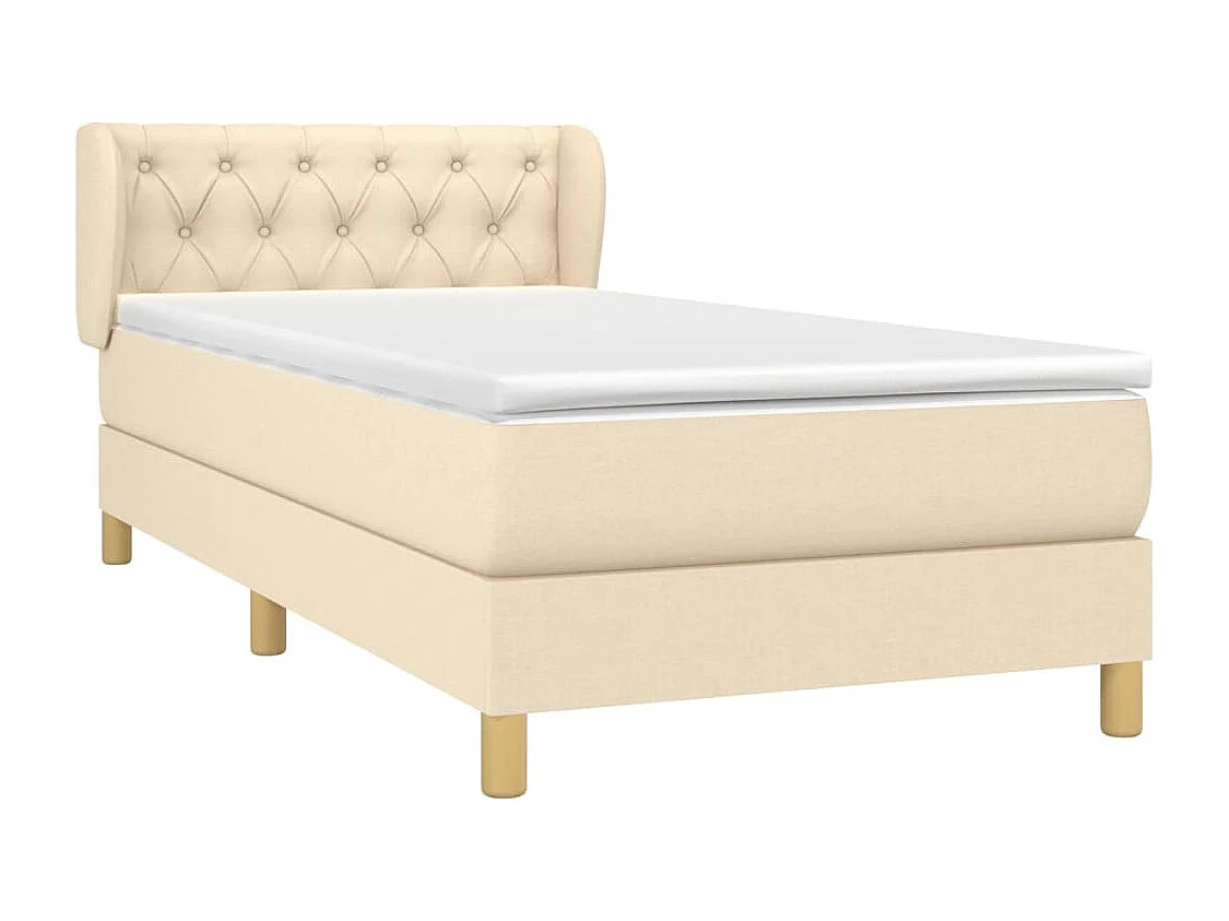 Conjunto Boxspring - 80x200 cm + colchón tela color crema ES162397