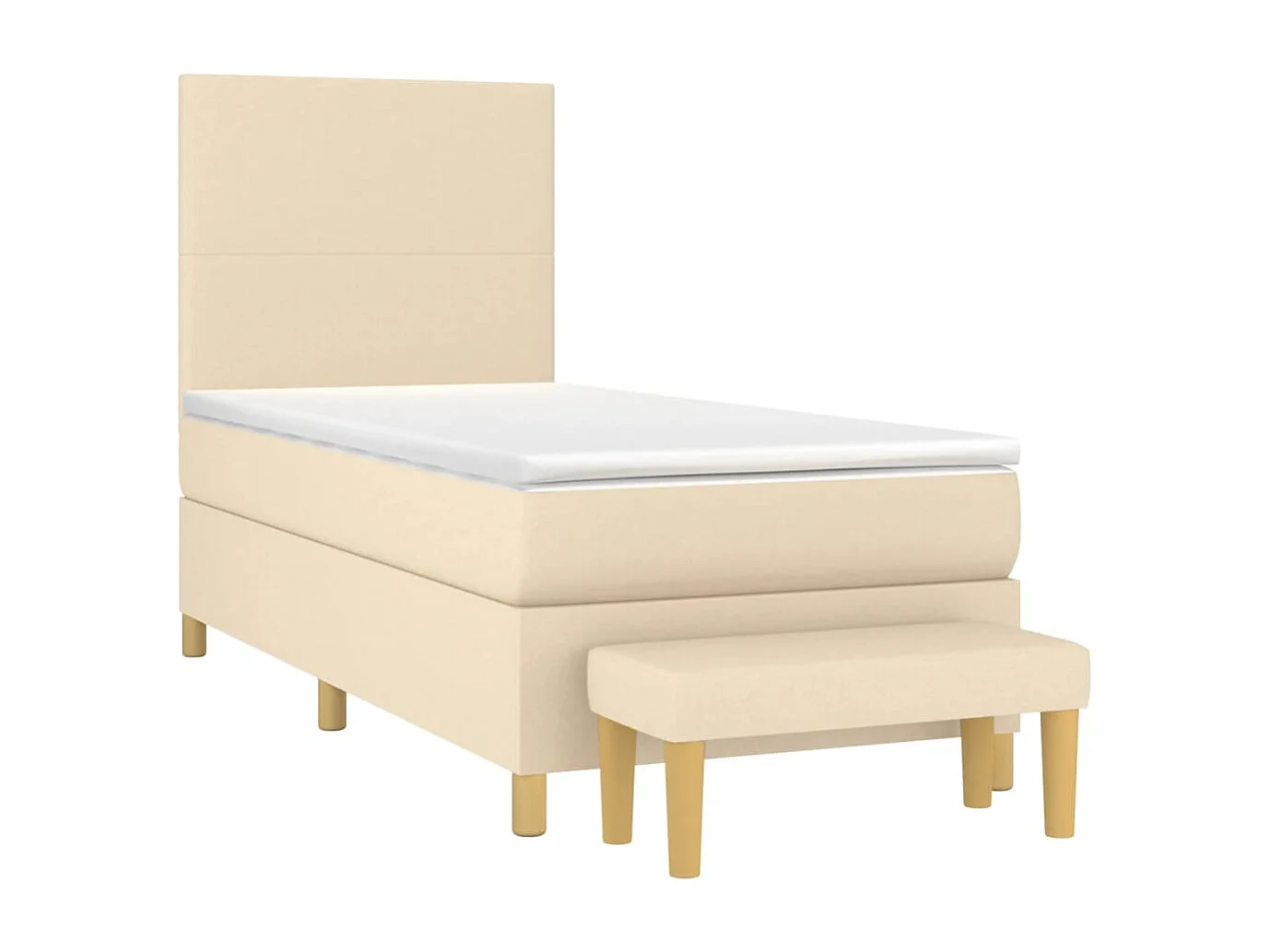 Boxspring met matras stof crèmekleurig 90x190 cm BE339600