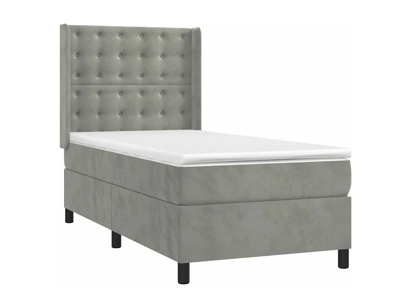 Cama continental c/ colchão/LED 90x190 cm veludo cinzento-claro PT759370