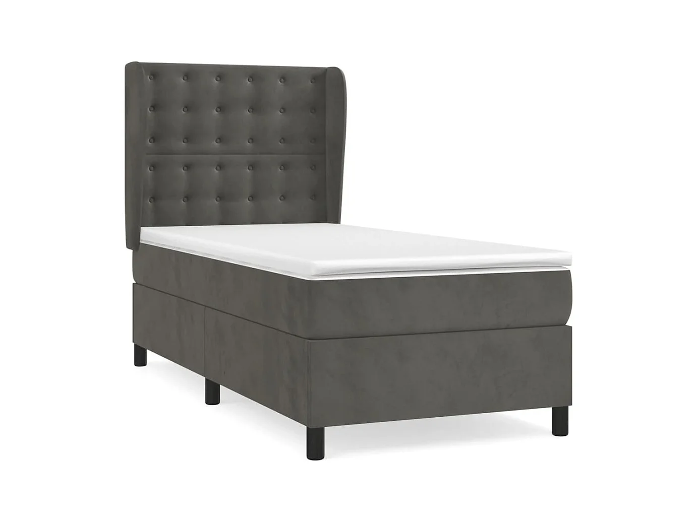 Conjunto Boxspring - 90x190 cm + colchón terciopelo gris oscuro ES975391