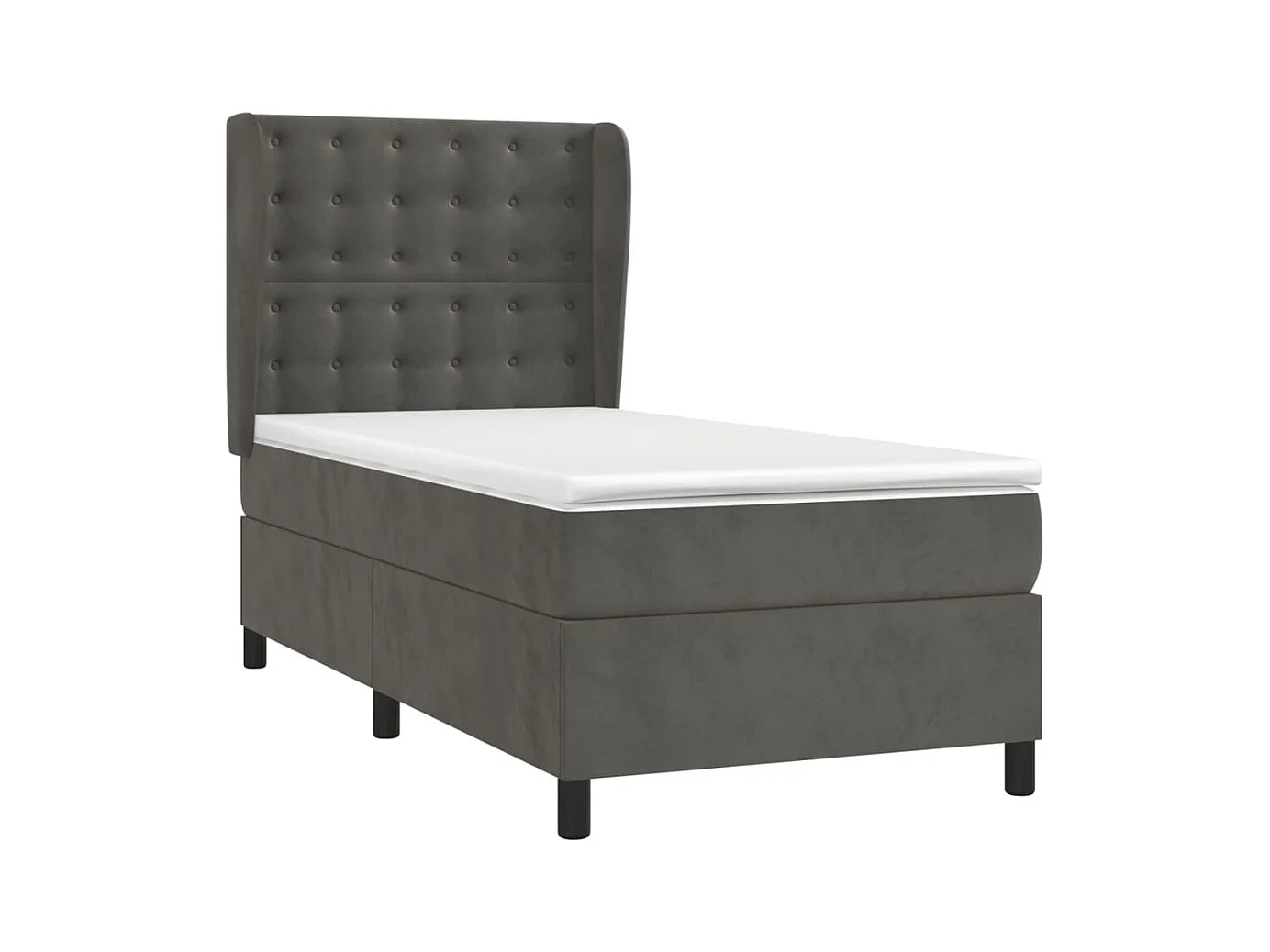 Conjunto Boxspring - 90x190 cm + colchón terciopelo gris oscuro ES975391