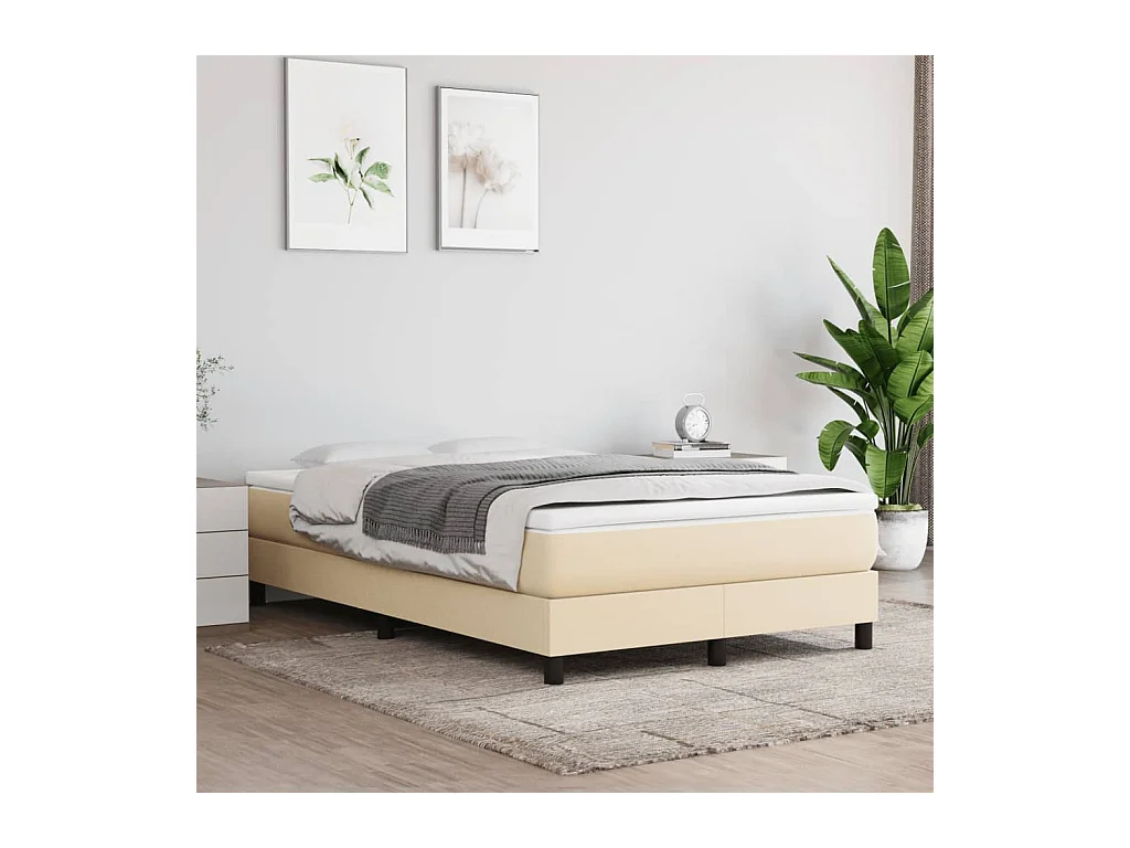 Cama continental boxspring com colchão 120x190 cm tecido cor creme PT195188