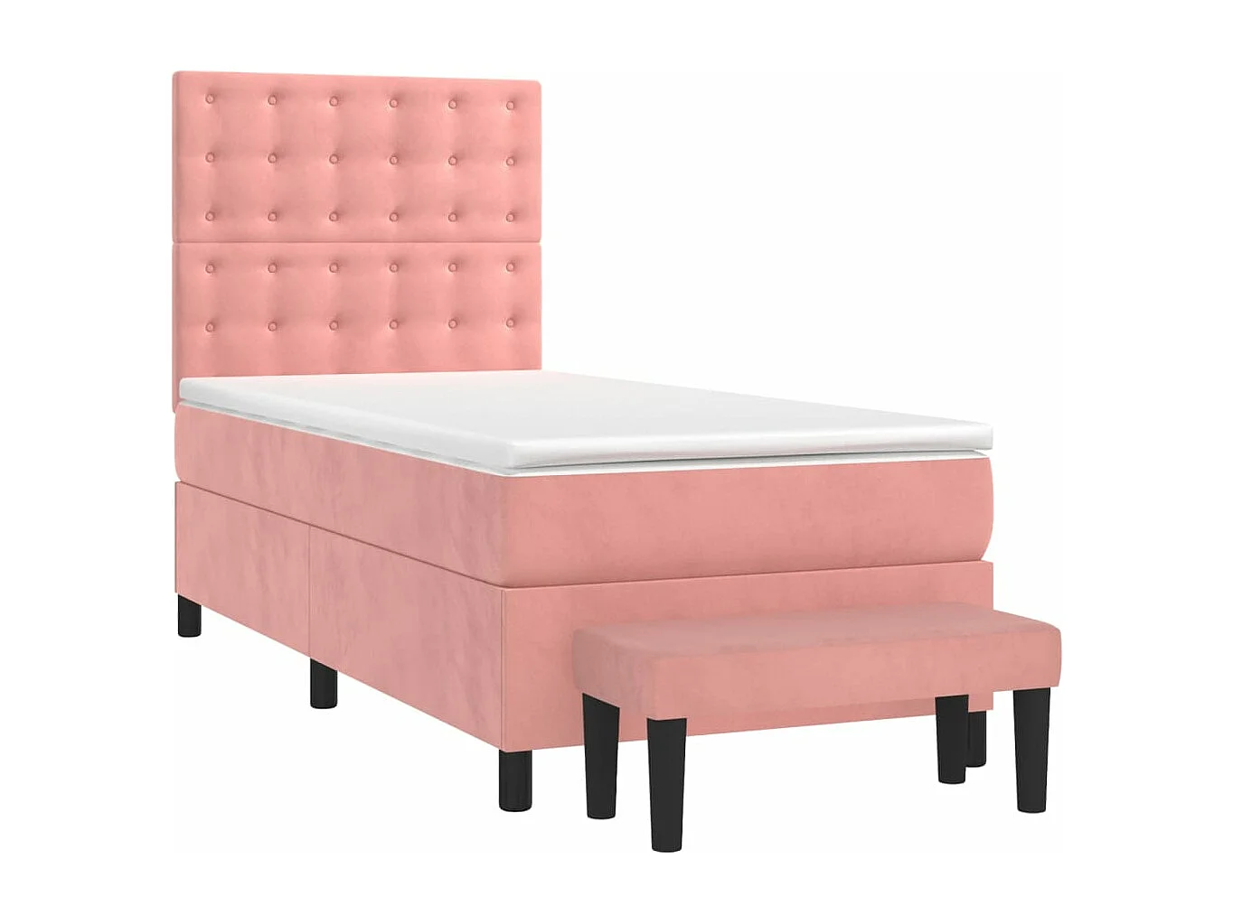 Cama continental com molas+ colchão 80x200 cm veludo rosa PT942860