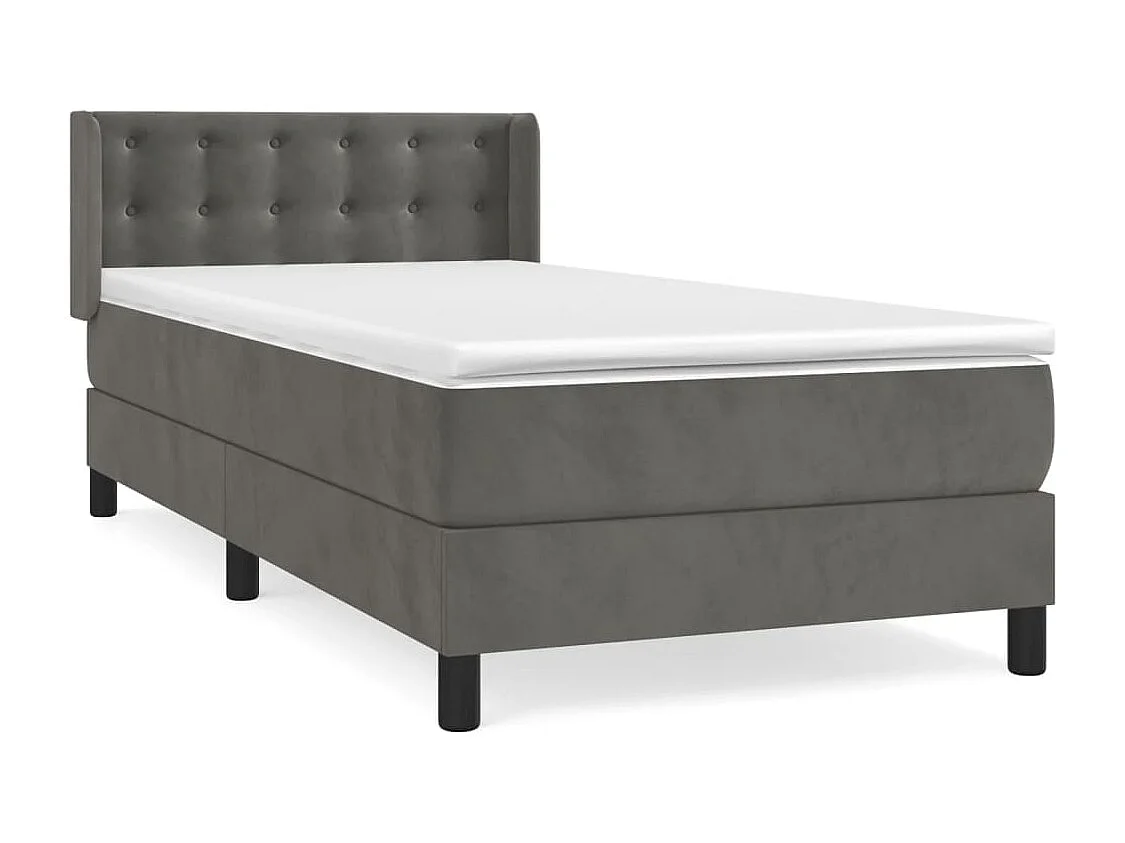 Conjunto Boxspring - 90x200 cm + colchón terciopelo gris oscuro ES225069