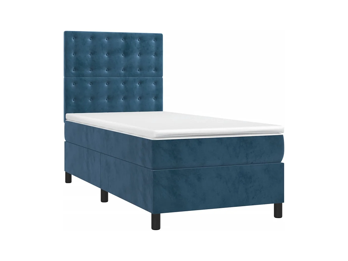 Cama continental c/ colchão/LED 90x190 cm veludo azul-escuro PT910747