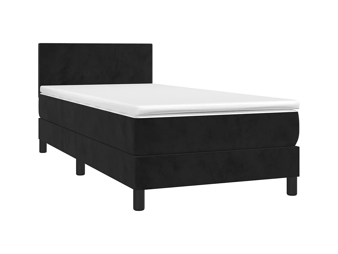 Ensemble complet boxspring + matelas LED Noir 80x200cm Velours FR96074