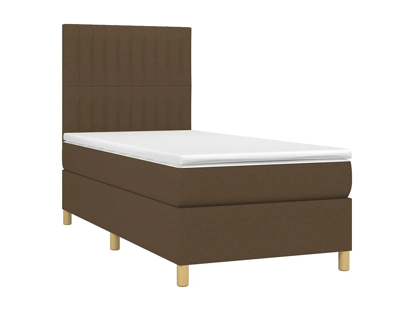 Cama continental c/ colchão/LED 100x200cm tecido castanho-escuro PT589364