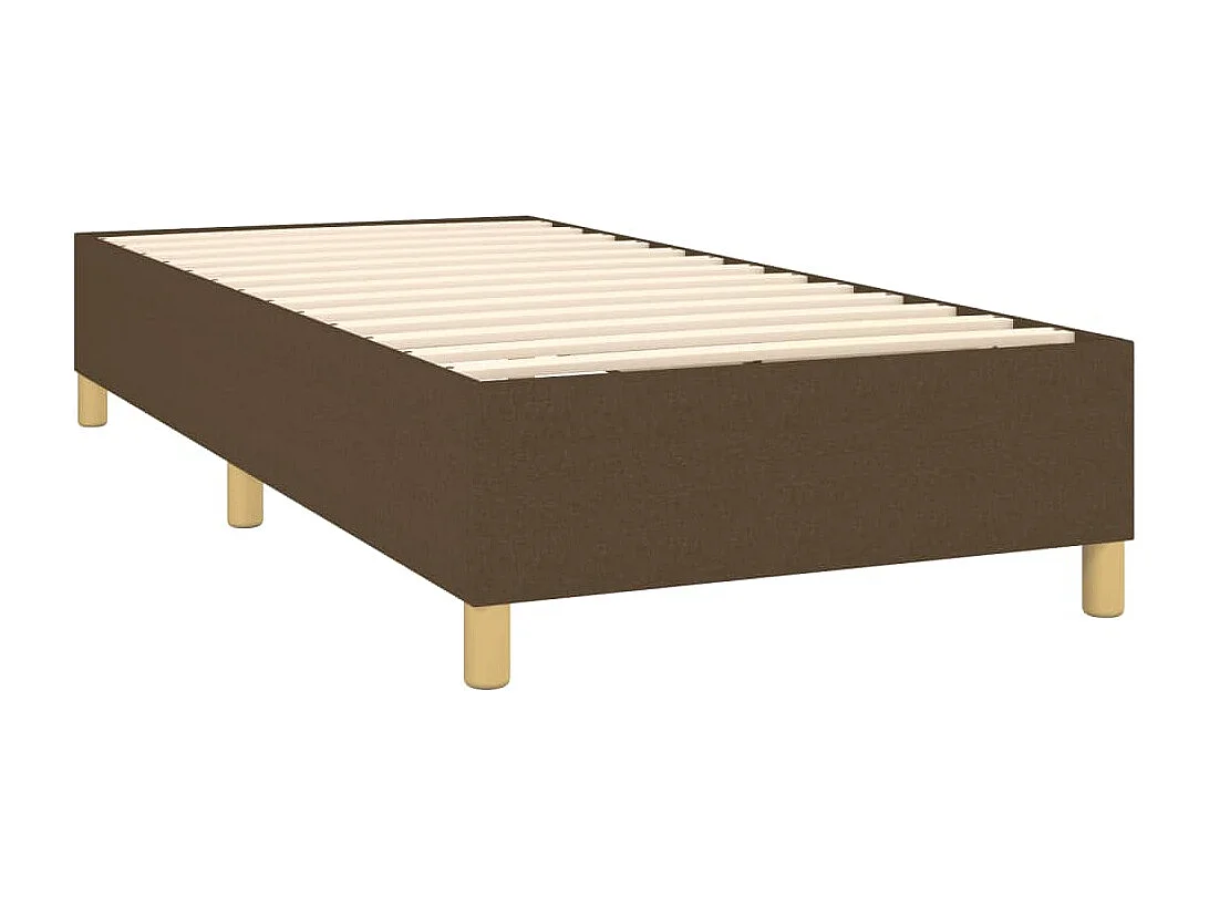 Cama continental c/ colchão/LED 100x200cm tecido castanho-escuro PT589364