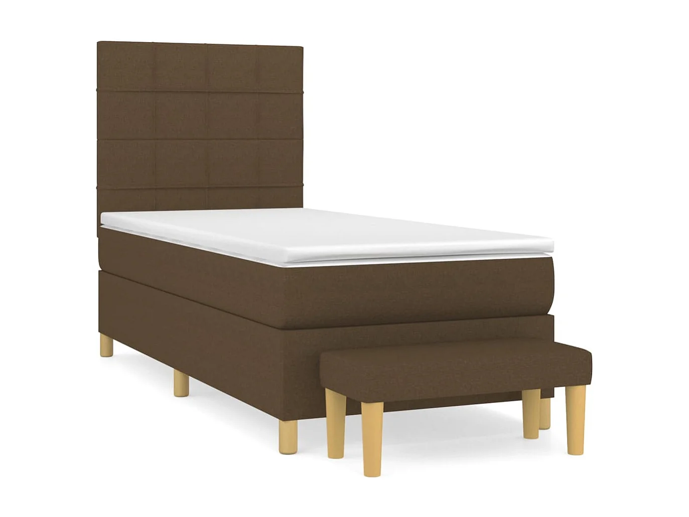 Cama continental com molas+ colchão 90x190 cm tecido castanho-escuro PT107058