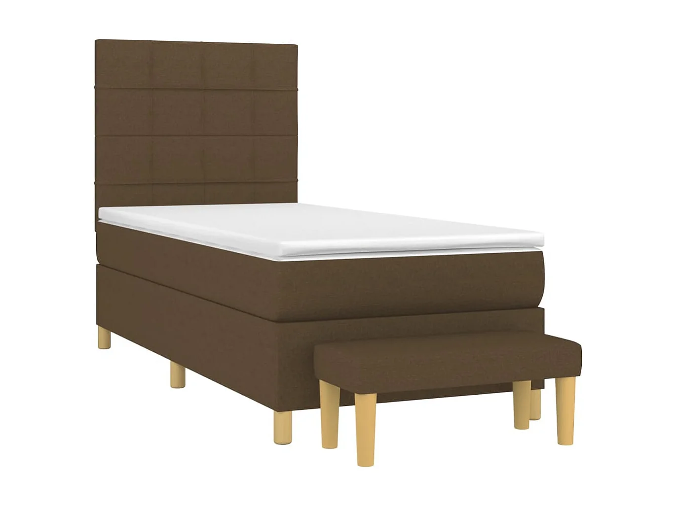 Cama continental com molas+ colchão 90x190 cm tecido castanho-escuro PT107058