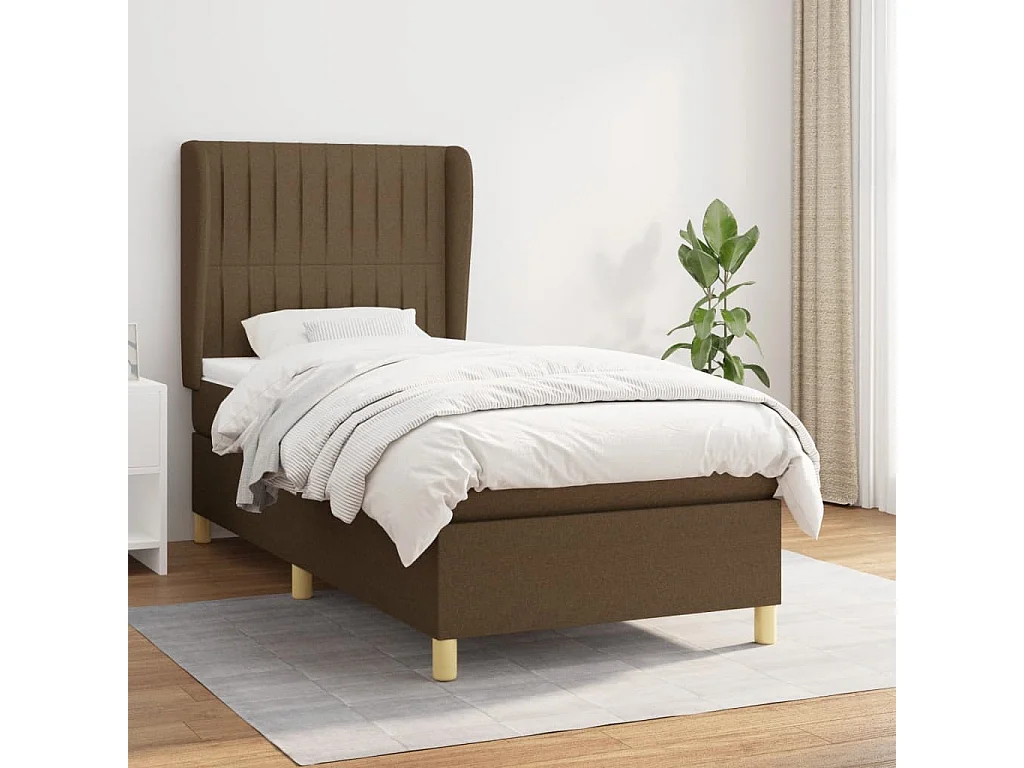 Ensemble complet boxspring + matelas Marron foncé 90x190 cm FR24131