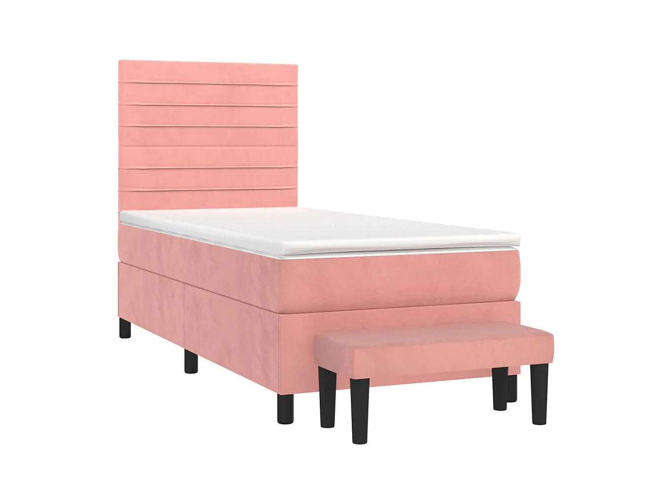 Cama continental com molas+ colchão 80x200 cm veludo rosa PT452612