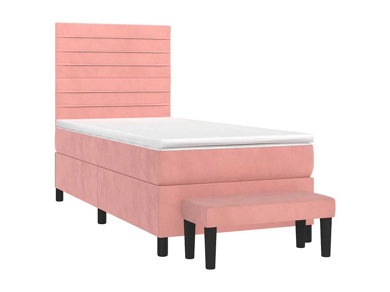 Cama continental com molas+ colchão 80x200 cm veludo rosa PT452612