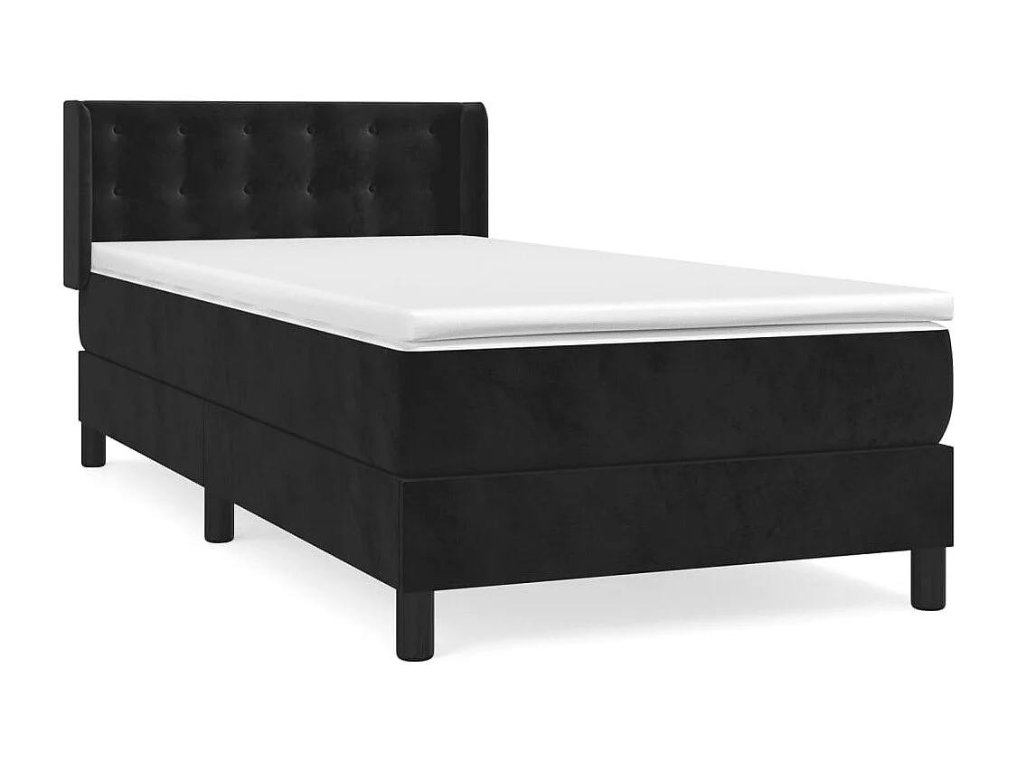 Ensemble complet boxspring + matelas Noir 90x190 cm Velours FR37174