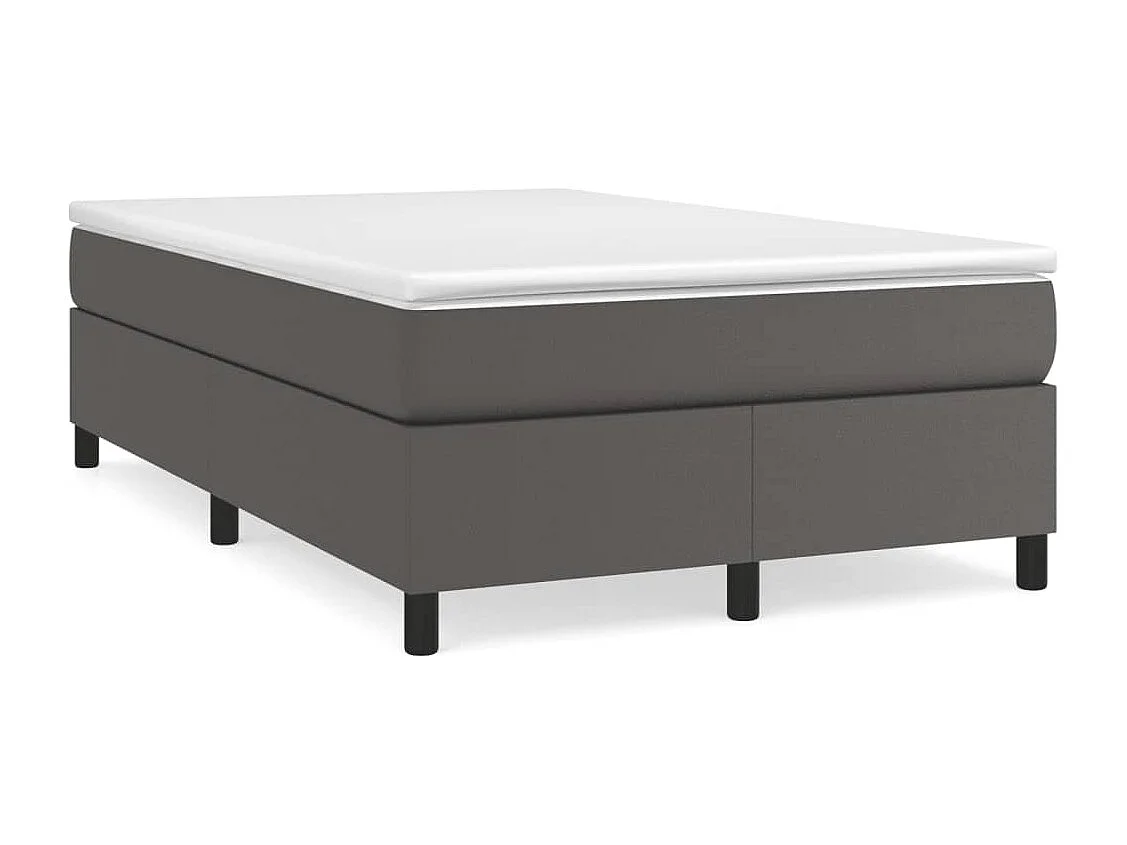 Cama continental boxspring com colchão 120x190 cm couro artificial cinzento PT646007