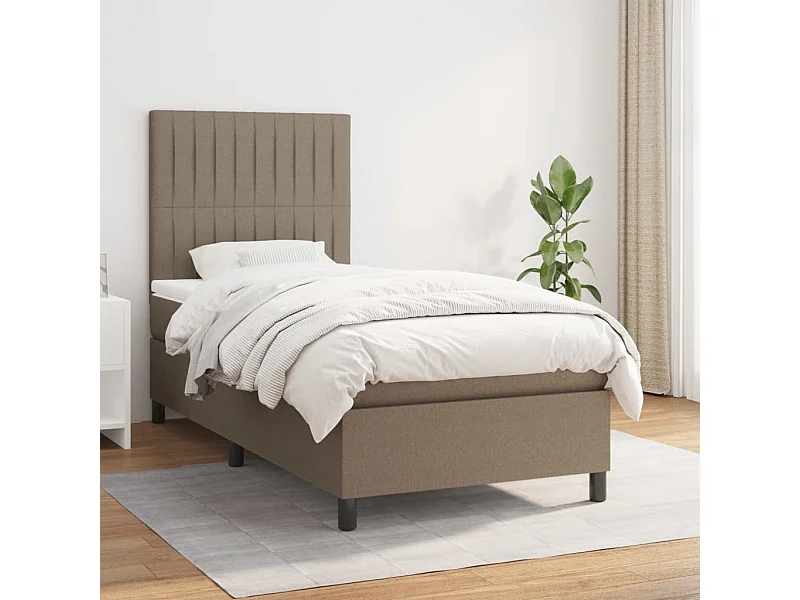 Cama continental com molas+ colchão 90x190 cm tecido castanho-acinzentado PT873006