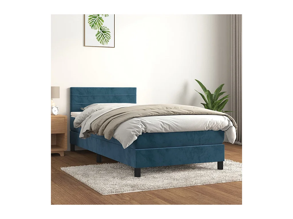 Ensemble complet boxspring + matelas Bleu foncé 100x200 cm FR36692