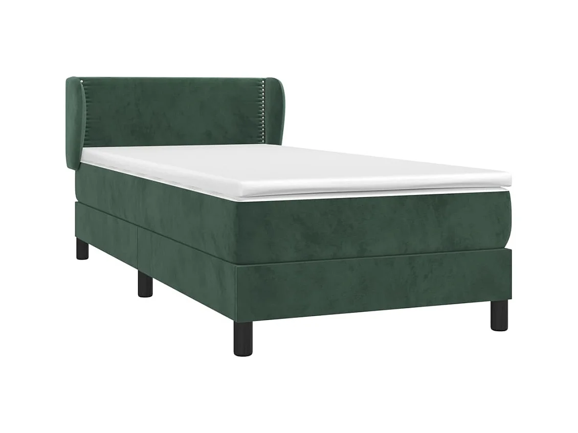 Ensemble complet boxspring + matelas Vert foncé 80x200 cm Velours FR44305
