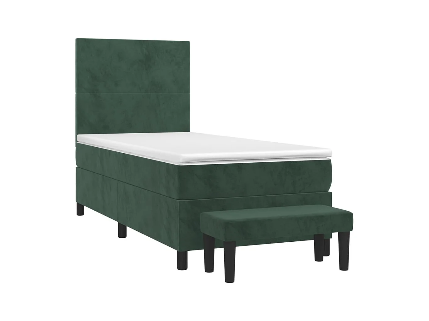 Cama continental com molas+ colchão 80x200 cm veludo verde-escuro PT291602