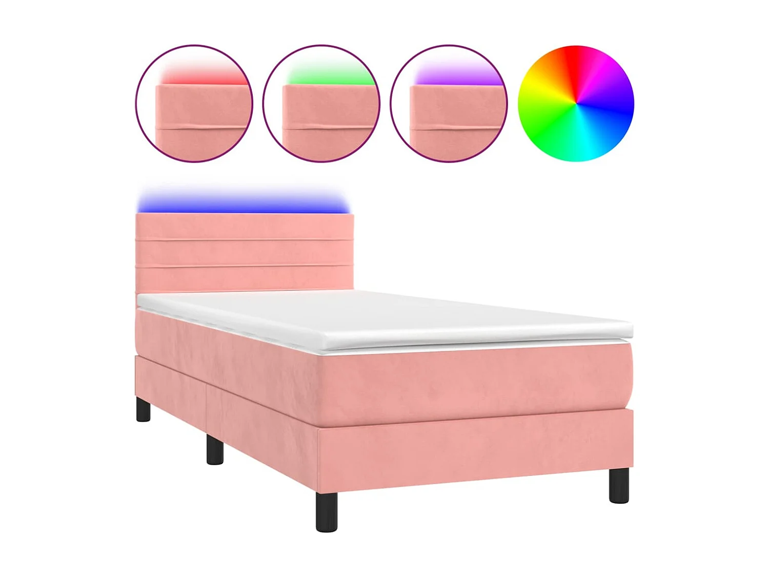 Ensemble complet boxspring + matelas et LED Rose 80x200 cm FR49218