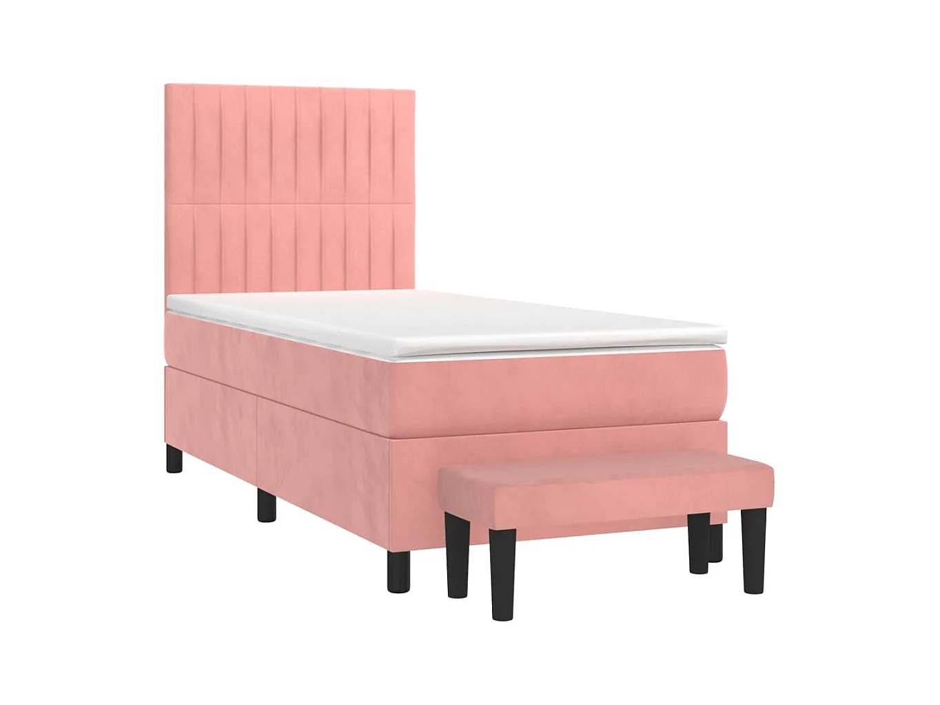 Cama continental com molas+ colchão 80x200 cm veludo rosa PT974861