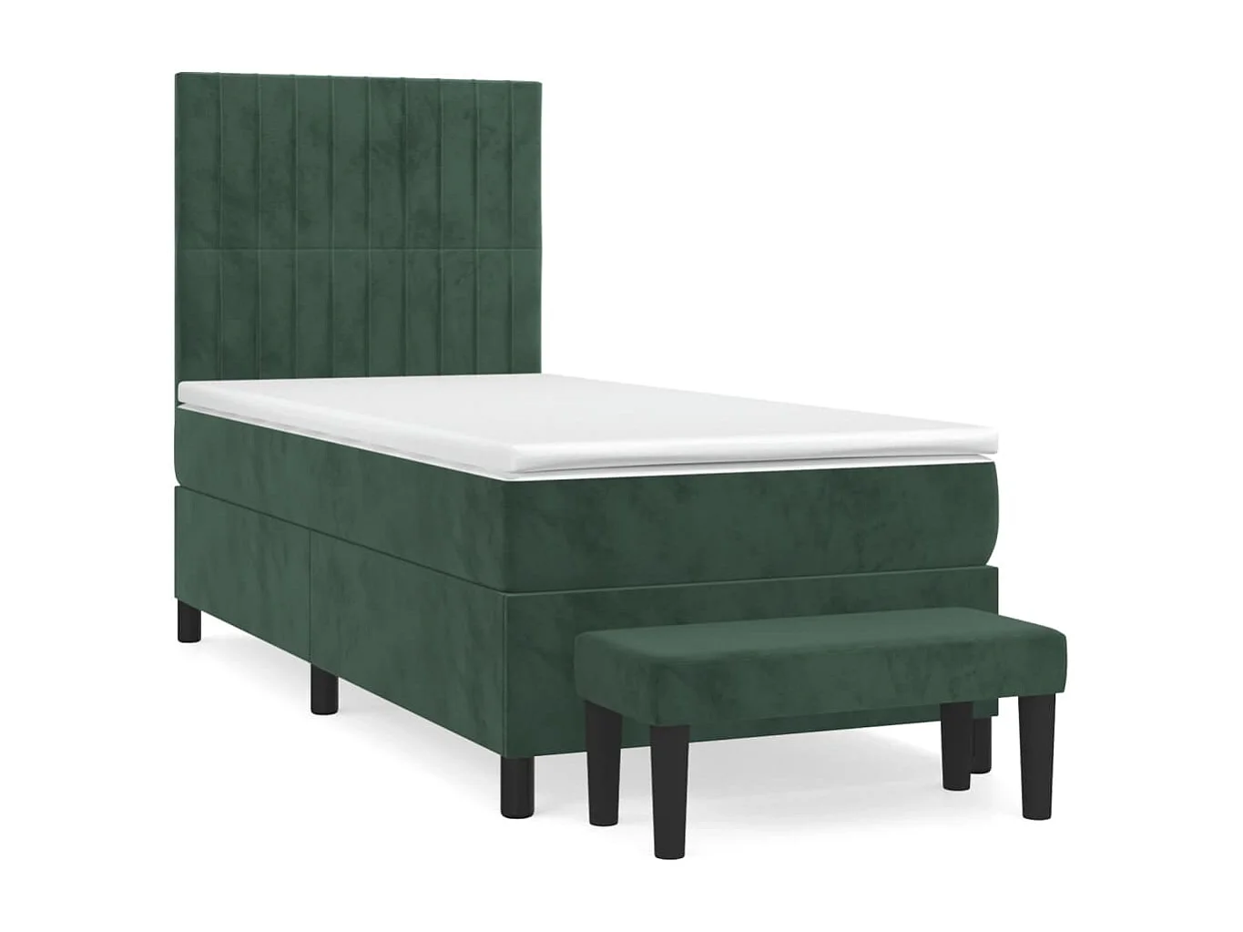 Ensemble complet boxspring + matelas + Banc Vert foncé 90x190 cm FR44378