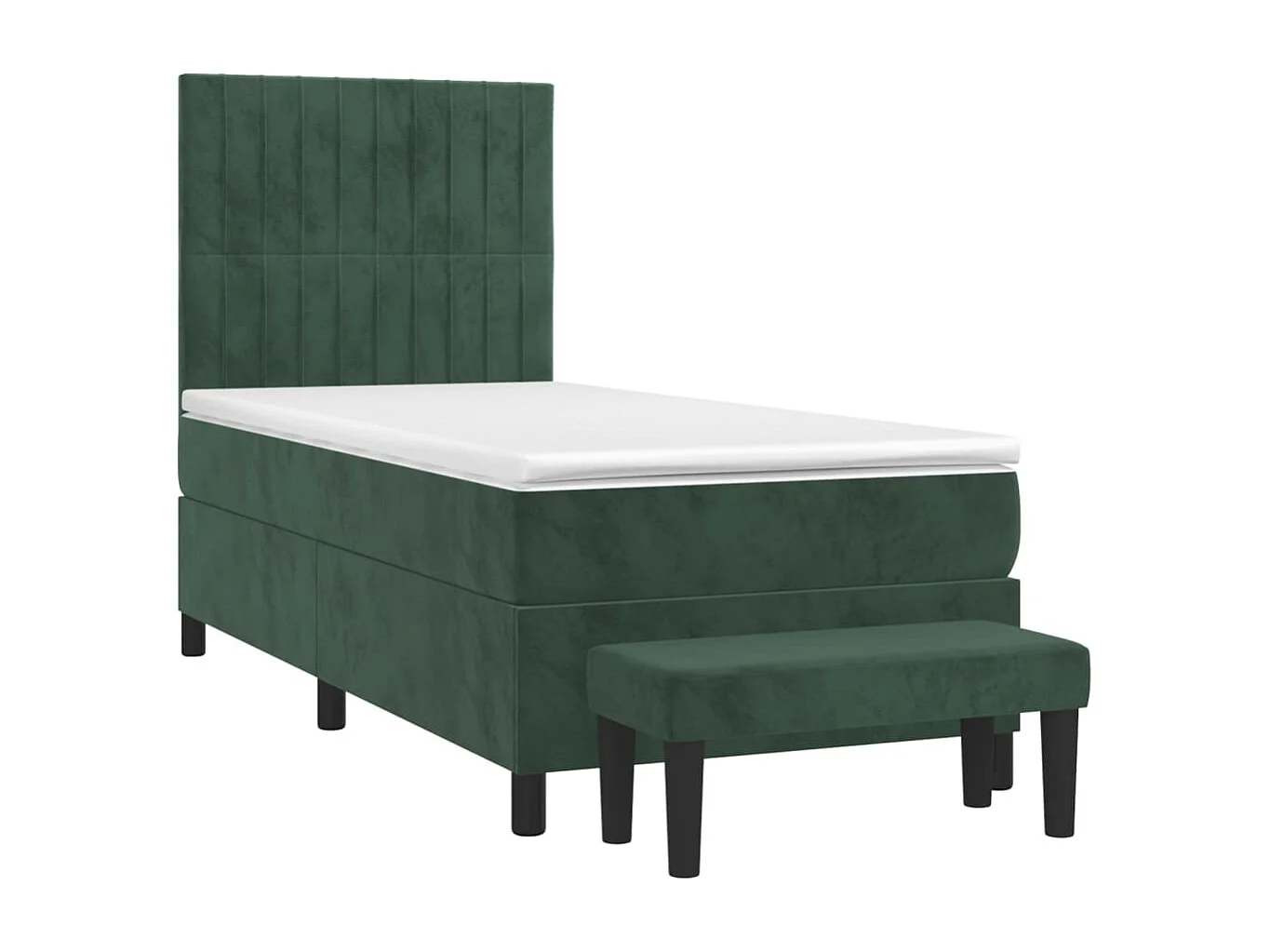 Ensemble complet boxspring + matelas + Banc Vert foncé 90x190 cm FR44378