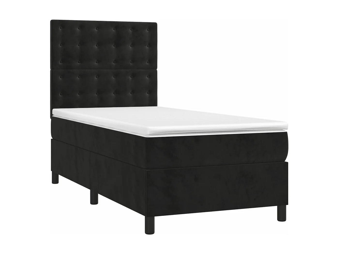 Conjunto Boxspring - 90x200 cm + colchón terciopelo negro ES873939