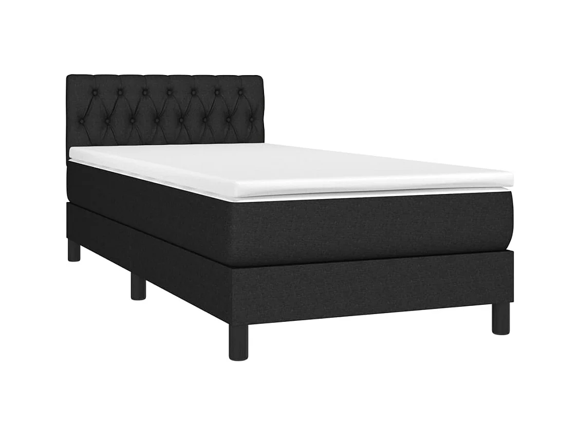 Ensemble complet boxspring + matelas Noir 100x200 cm Tissu FR16085