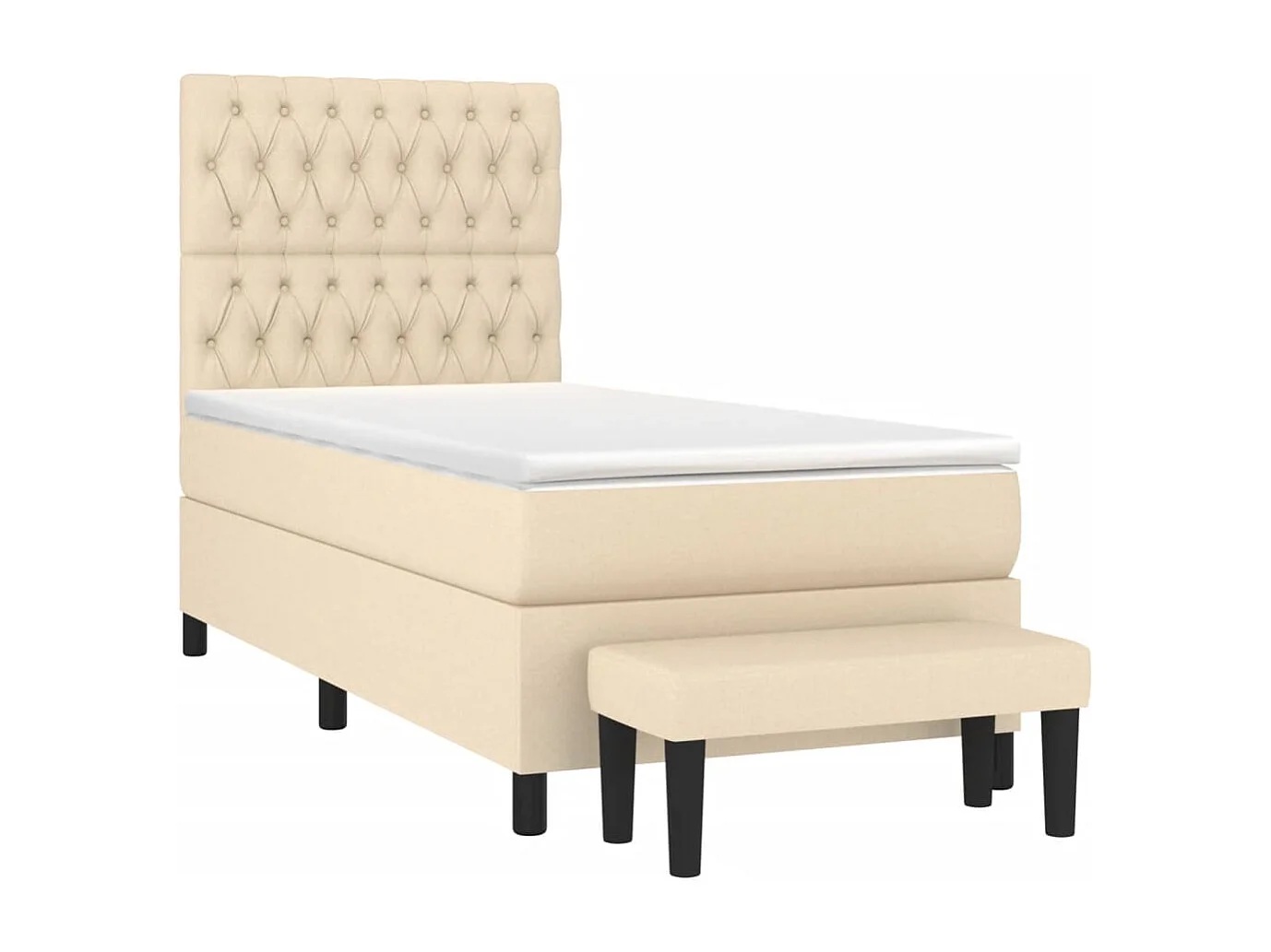 Cama continental com molas+ colchão 90x190 cm tecido cor creme PT898896