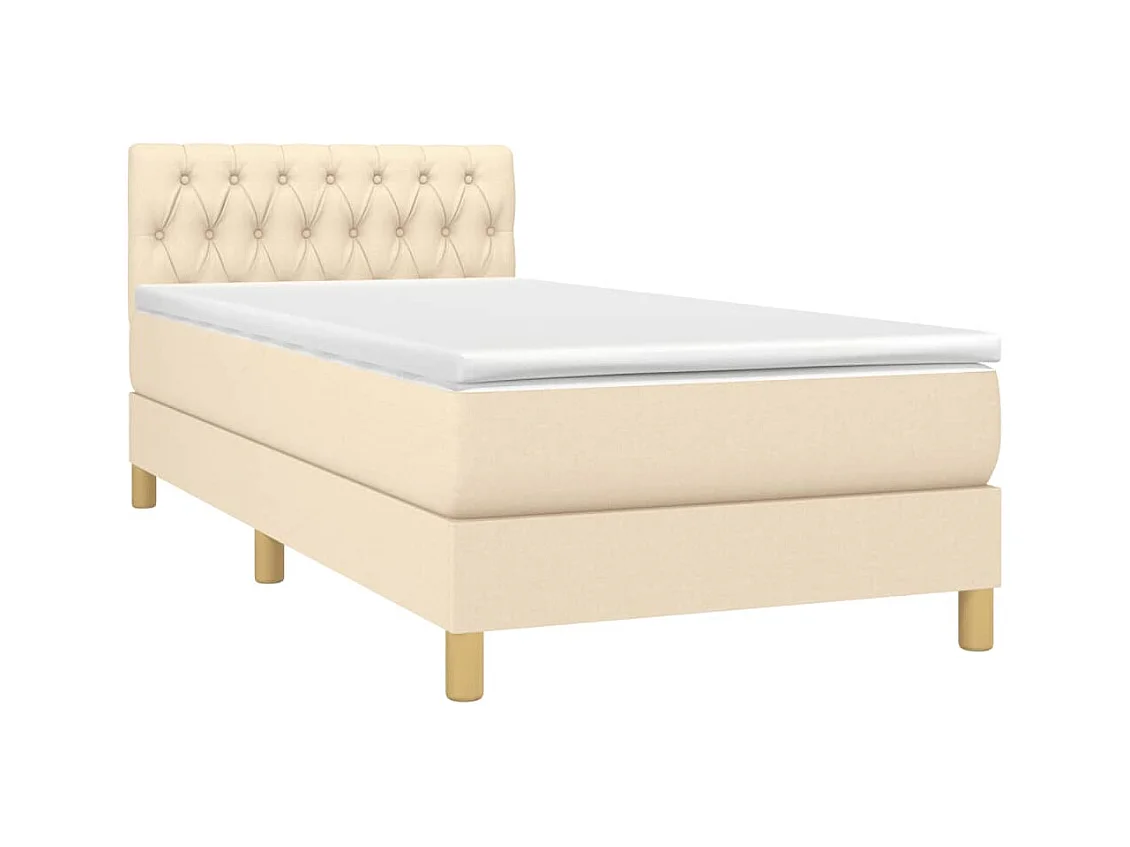 Ensemble complet boxspring + matelas Crème 100x200 cm Tissu FR53224