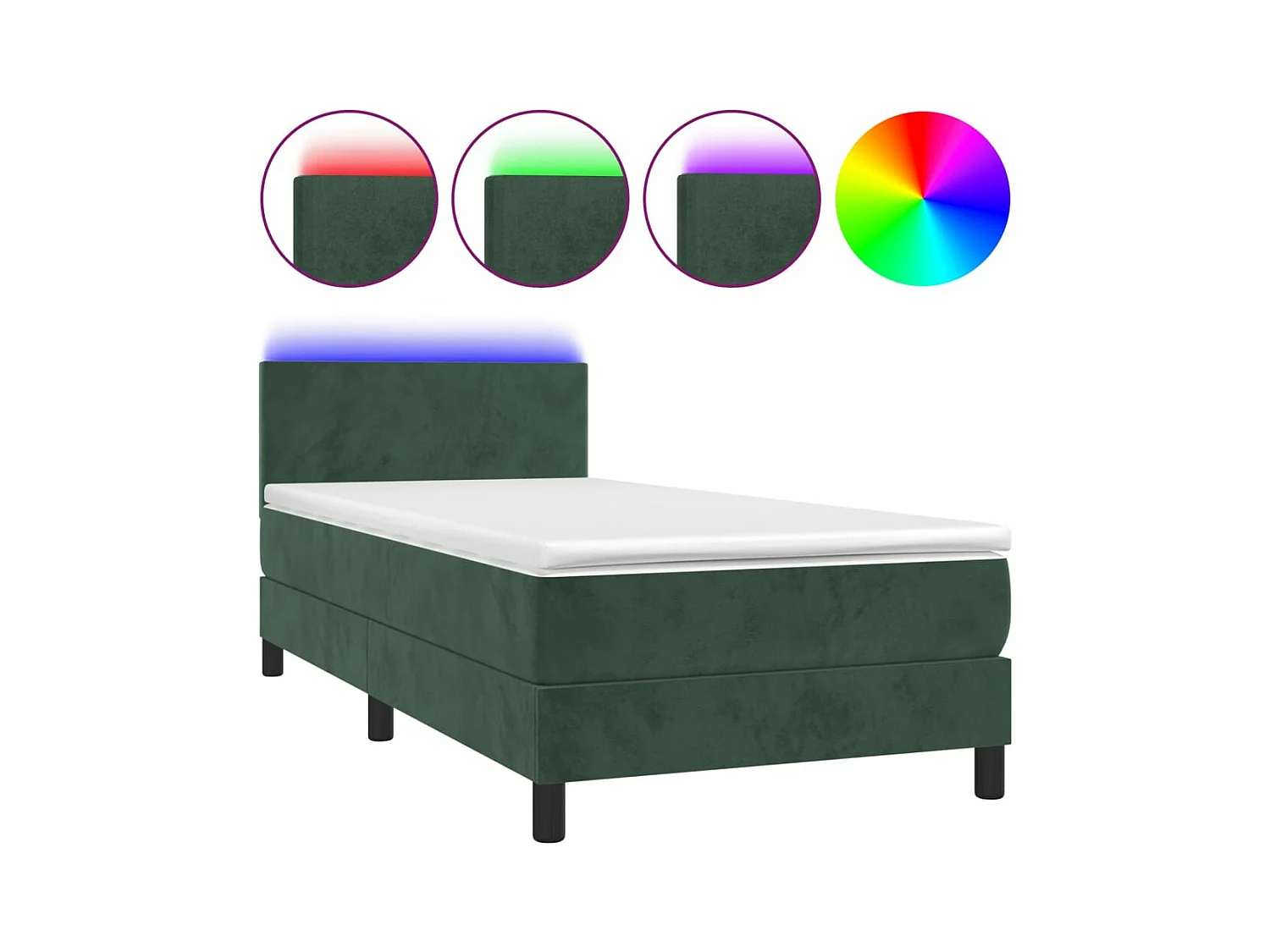 Boxspring met matras en LED fluweel donkergroen 90x190 cm BE276522