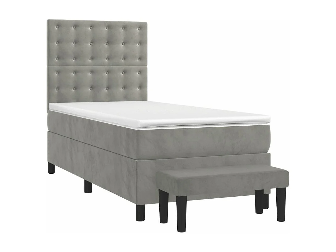 Cama continental com molas+ colchão 90x190 cm veludo cinza-claro PT786162