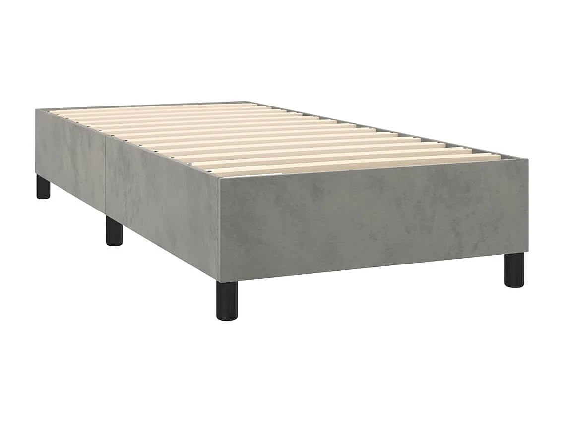 Cama continental com molas+ colchão 90x190 cm veludo cinza-claro PT786162