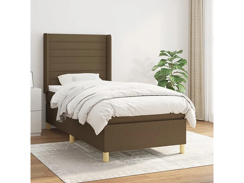 Conjunto Boxspring - 90x190 cm + colchón tela marrón oscuro ES398460