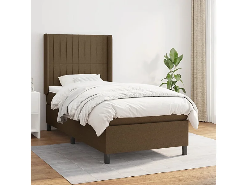 Cama continental com molas+ colchão 90x190 cm tecido castanho-escuro PT322716