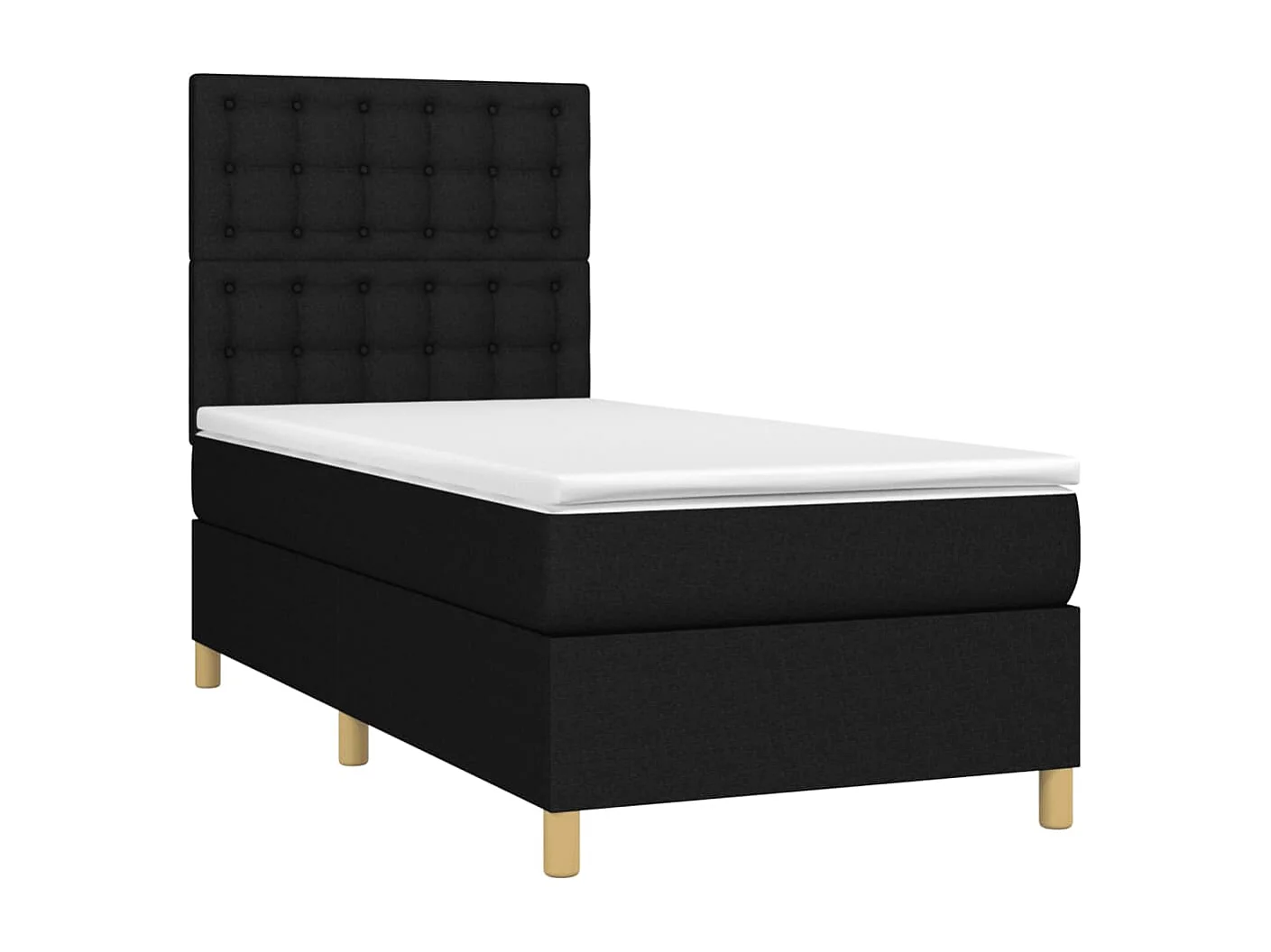 Conjunto Boxspring - 90x200 cm colchón y luces LED tela negro ES247869